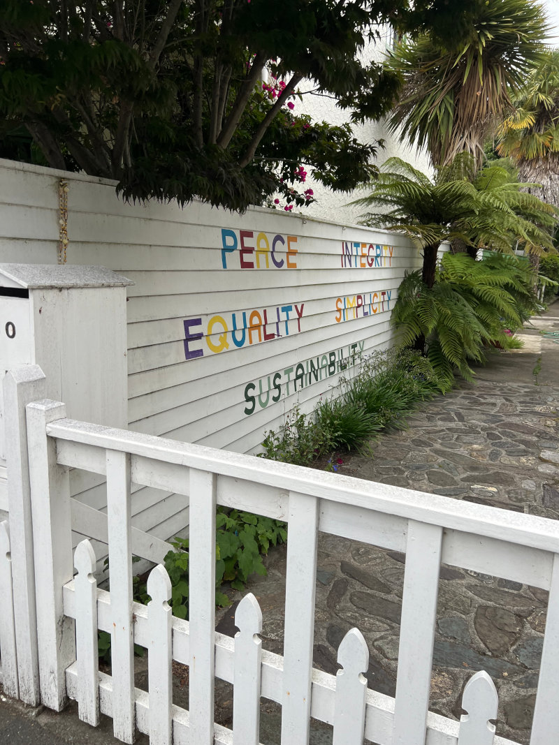 Nelson Quaker Values written on fence